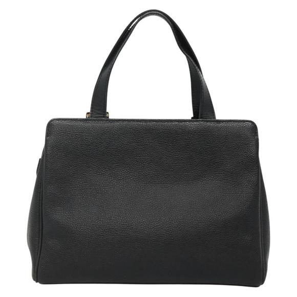 BURBERRY Hand Bag Leather Black Gold Auth ep9938 - Picture 2 of 16